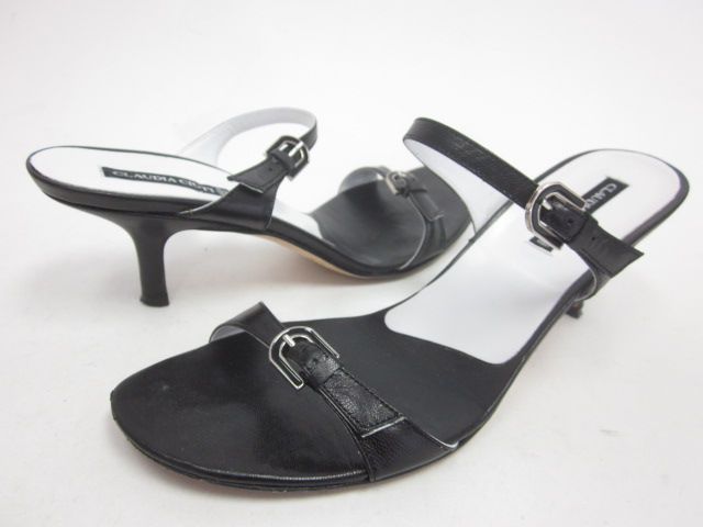 CLAUDIA CIUTI Black Open Toe Slides Pumps Sz 8 IB  