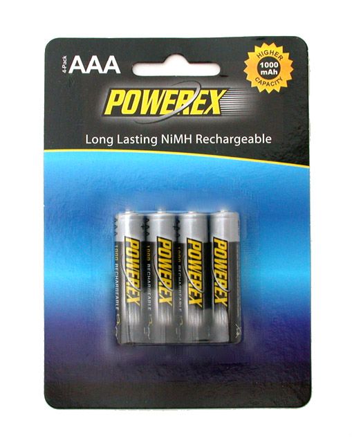   1000 mAh AAA NiMH 4 Pack Rechargeable Battery 802366141751  