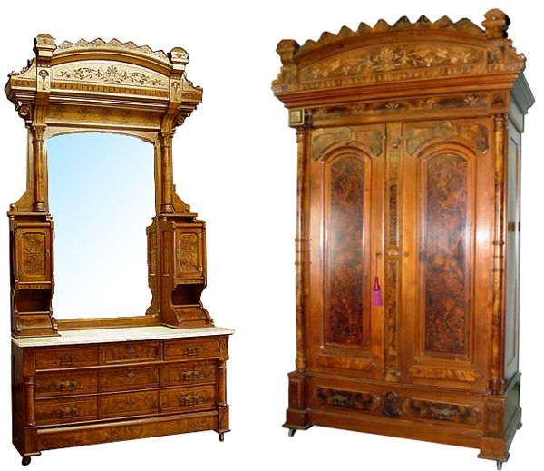 Monumental 5 Pc Aesthetic Movement Bedroom Suite c.1880  