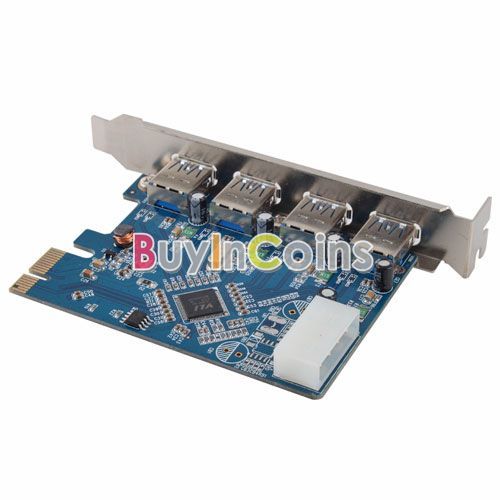 New 4 Port USB 3.0 PCI E PCI Express Controller Card Adapter 5Gbps for 