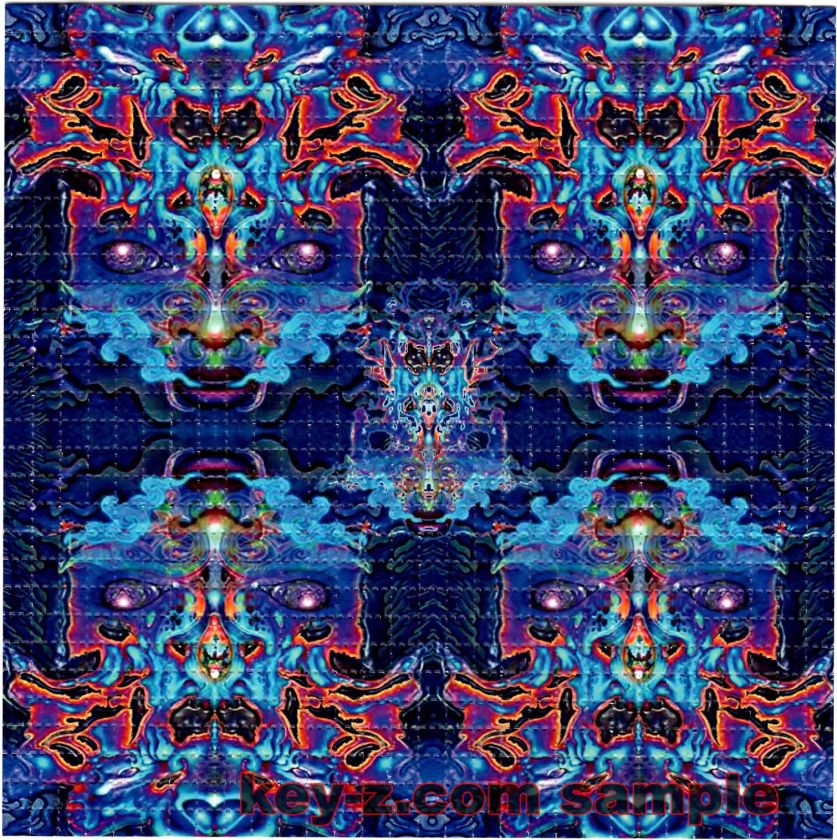 BLUE FACESx4   BLOTTER ART perforated psychedelic  