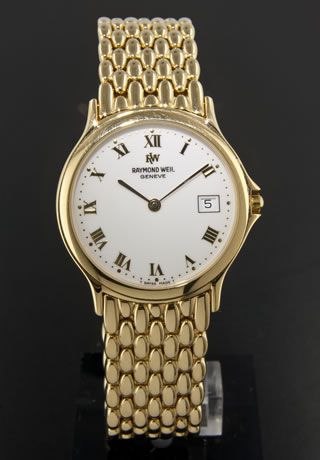 Raymond Weil Gold Tone Stainless Steel White Face Mens Watch  