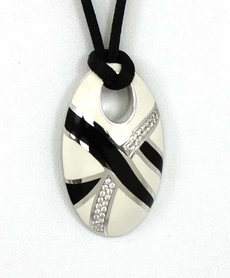 DESIGNER ROBERTO COIN 18K, DIAMONDS & ENAMEL PENDANT  