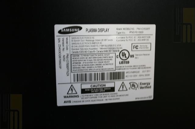 Samsung PN51D7000 51 Full 3D 1080p HD Plasma Internet TV 36725235441 