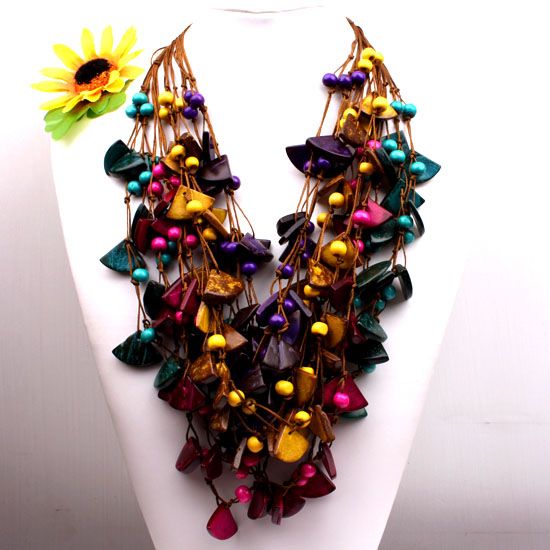 Wholesale 11PCS Coconut Shell Triangle Beads Necklace  