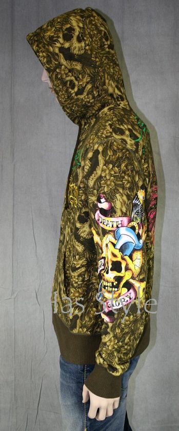   Audigier ED HARDY ARMY Tattoo Cross Jacket Hoodie L punk skull  