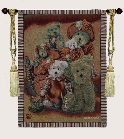 Boyds Bears Wall Hanging Tapestry 26x35 W/TASSELS  