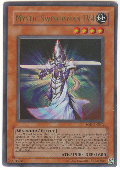 Yu Gi Oh ULTRA RARE UR Mystic Swordsman LV4 SOD EN012 NM  